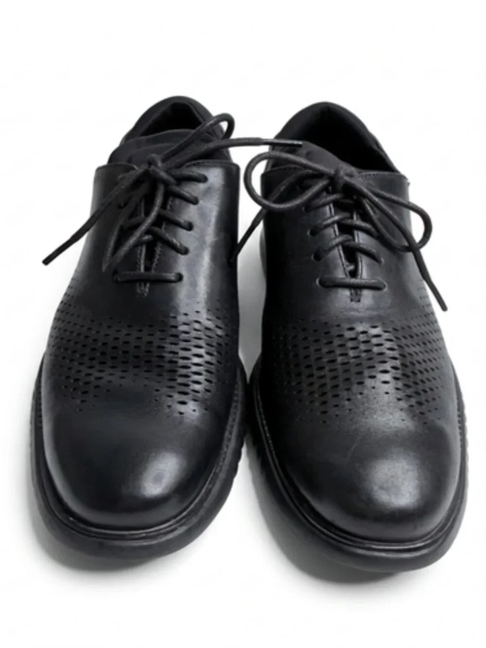 Cole Haan Men's 2.ZeroGrand Black Leather Laser Wingtip Oxford Size 8M